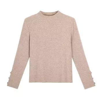 Весенний трикотажный топ большого размера для женщин, стройнящий, с полувысоким воротом и застежками-лягушками - Стиль 65099 3XL (160-180 lbs)