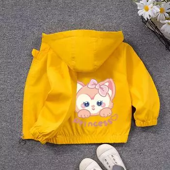 Весенний универсальный детский детский вязаный хлопковый кардиган с длинными рукавами и воротником-листом с цветочной вышивкой, детская одежда 140 жёлтый