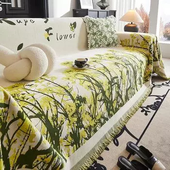 Весенний универсальный универсальный высококачественный синельный жаккардовый цельный чехол для дивана на четыре сезона, устойчивый к царапинам, тканевый пылезащитный чехол 180*130CM