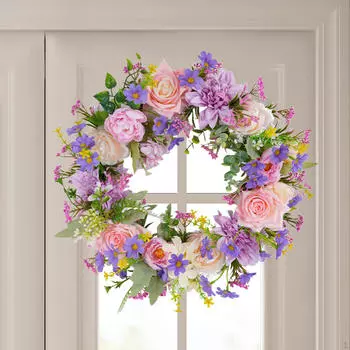 Весенний венок для входной двери, искусственный цветок, цветочная гирлянда на День святого Валентина