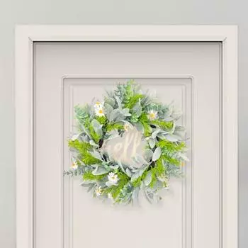 Весенний венок Искусственный цветок Зеленая гирлянда Фермерский дом Приветственный знак Входная дверь Приветственная табличка