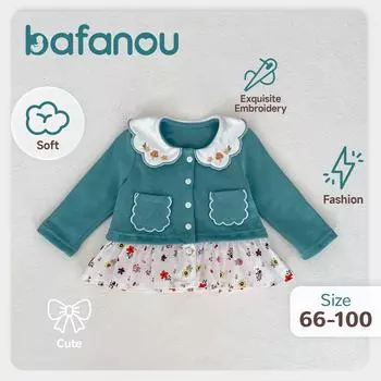 Весенний вязаный кардиган с вышивкой для детей 0-3 лет, свитер 2 в 1 для младенцев, пальто с цветочным принтом для девочек, bafanou 25066 66cm(3-6M)