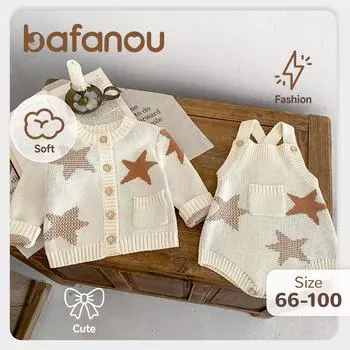 Весенний вязаный жаккардовый кардиган для девочек, слинг-комбинезон для новорожденных девочек, комплекты одежды с карманами для вязания bafanou 86133 90cm(18-24M)
