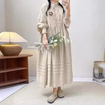 Весенний жаккардовый универсальный жилет, винтажные платья, женское свободное платье без рукавов из японского хлопка на пуговицах One size коричневый