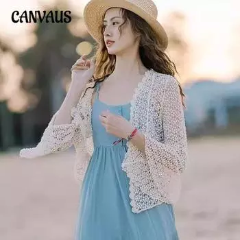 Весенний женский кружевной кардиган во французском стиле с круглым вырезом, весенний шик с длинными рукавами One Size белый