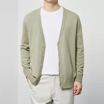 Весенняя элегантная мужская зимняя одежда 2022 года, свитер, холодная блузка, винтажное хлопковое пальто в корейском стиле, повседневное пальто, деловой кардиган для мужчин M бежевый