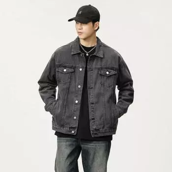 Весенняя американская куртка из плотного стираного денима с широкими плечами, повседневная куртка из коровьего хлопка для мужчин M синий