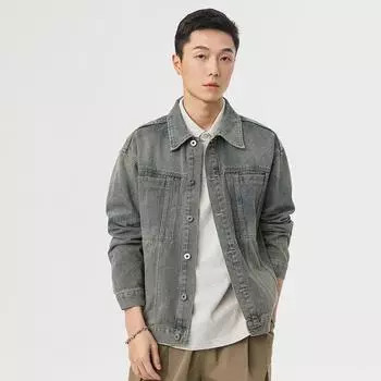 Весенняя американская ретро повседневная куртка стираная классическая модная куртка больших размеров с лацканами из денима 2XL