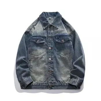 Весенняя американская ретро-трендовая классическая джинсовая куртка, слегка свободная, повседневная, с лацканами, большой размер, топ Tide 2XL
