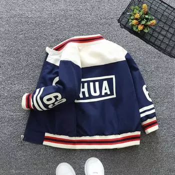 Весенняя бейсбольная куртка для мальчиков, осенняя модная куртка, куртка в западном стиле для мальчика, повседневная спортивная куртка 160 темно-синий