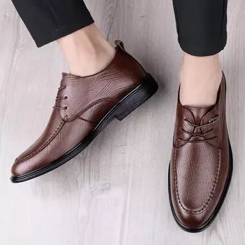 Весенняя брендовая высококачественная мужская повседневная обувь из натуральной кожи, новая мягкая обувь для офиса и отдыха, классическая мужская обувь 38 чёрный