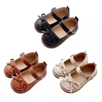 Весенняя детская обувь для девочек, детская обувь из искусственной кожи, модные туфли принцессы на плоской подошве с милым бантом для маленьких девочек, туфли на плоской подошве для маленьких девочек 23