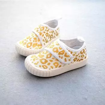 Весенняя детская парусиновая обувь унисекс с металлическим леопардовым принтом, яркая повседневная обувь с круглым носком, нескользящая 23 красный