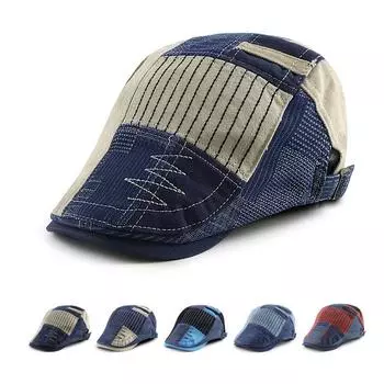 Весенняя джинсовая кепка контрастного цвета, женский берет, кепка газетчика для мужчин, фуражка темно-синий