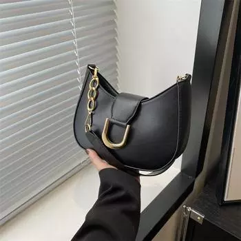 Весенняя фактура сумка через плечо повседневная сумка-мессенджер багет ретро маленькая сумка 2024 новая модная сумка для поездок на работу женская сумка чёрный