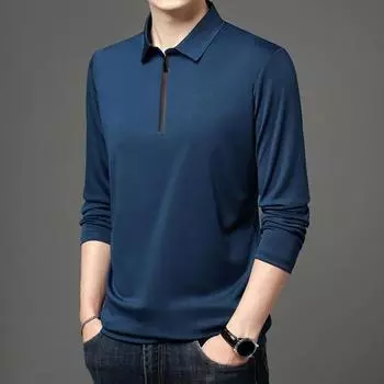 Весенняя футболка, модная весенняя футболка на молнии с длинным рукавом, износостойкая весенняя рубашка, мужская футболка для встреч M чёрный