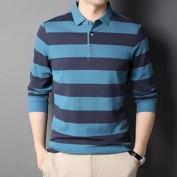 Весенняя футболка с длинным рукавом, мужская модная новая повседневная верхняя одежда с воротником-поло, модная хлопковая рубашка-поло для молодежи и мужчин среднего возраста M