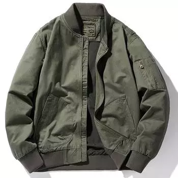 Весенняя хлопковая куртка-бомбер для мужчин, весна-осень, повседневная, американская, инструментальная, бейсбольная, джерси, тонкая куртка M хаки