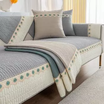 Весенняя хлопковая подходящая по цвету кружевная подушка для дивана, простая хлопчатобумажная ткань, нескользящая подушка для дивана, полотенце 70*70