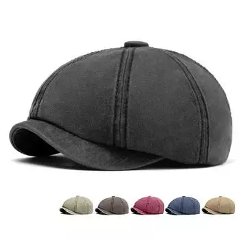 Весенняя хлопковая восьмиугольная кепка женская британская берет мужская кепка Paintsman с утиным язычком винтажная кепка Newsboy чёрный