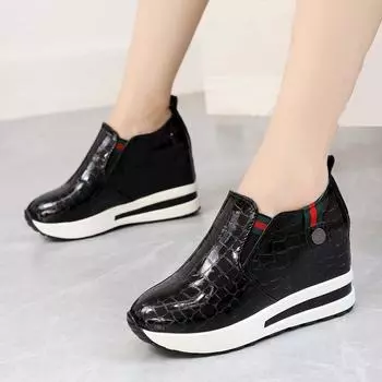 Весенняя и летняя обувь больших размеров, повседневная женская обувь на платформе с круглой головкой и на одной ноге 35 чёрный