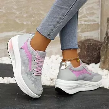 Весенняя и летняя обувь больших размеров, удобная, с круглым носком, на платформе, спортивная женская обувь, туфли на платформе 36 светло-синий