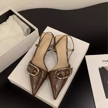 Весенняя и летняя обувь больших размеров на высоком каблуке сандалии на мягкой подошве остроносые туфли женская обувь 35 серебряный