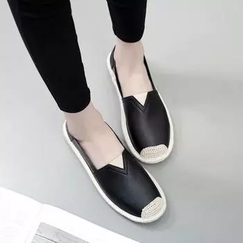 Весенняя и летняя обувь больших размеров с круглой головкой и мягкой подошвой, одна педаль, ленивые туфли, парусиновая обувь, женская обувь 35 белый
