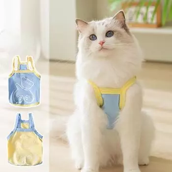 Весенняя и летняя одежда для кошек Милая светящаяся одежда с солнцезащитным кремом от медведя XS бонди синий