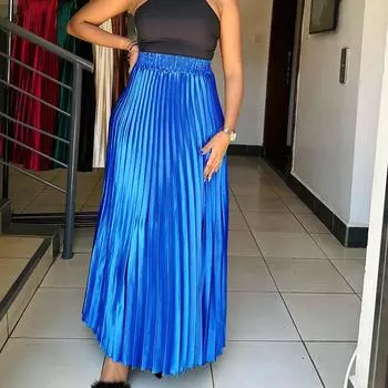 Весенняя и летняя женская одежда большого размера, с высокой талией, элегантная и модная, большая распашная юбка, юбка-трапеция, юбка средней длины, плиссированная юбка XXXL чёрный