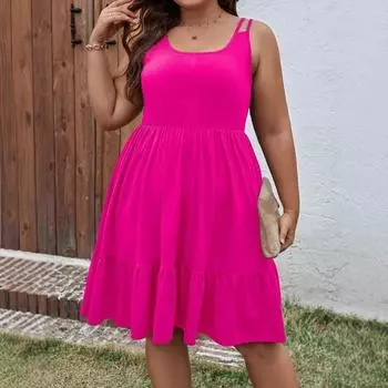 Весенняя и летняя женская одежда. Свободное платье без рукавов средней длины. XL мерцание