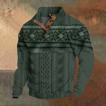 Весенняя и мужская толстовка с воротником-стойкой — это повседневные свитера для активного отдыха, топы L армия зеленый