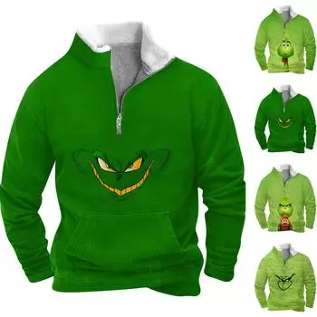 Весенняя и мужская толстовка с воротником-стойкой — это повседневные свитера для активного отдыха, топы L армия зеленый
