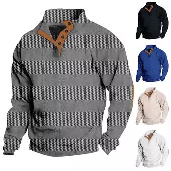 Весенняя и мужская толстовка с воротником-стойкой — это повседневные свитера для активного отдыха, топы L бежевый