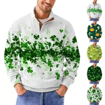 Весенняя и мужская толстовка с воротником-стойкой — это повседневные свитера для активного отдыха, топы L темно-зеленого