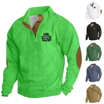 Весенняя и мужская толстовка с воротником-стойкой — это повседневные свитера для активного отдыха, топы L армия зеленый