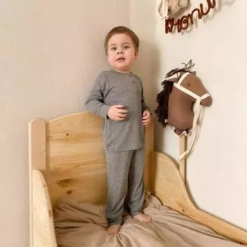 Весенняя и осенняя детская домашняя одежда, детская ребристая пижама, костюм для мальчика и девочки, однотонные повседневные топы и штаны, пижама из 2 предметов, детская домашняя одежда, одежда для сна 120cm красный