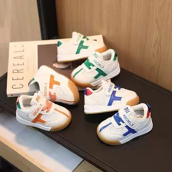 Весенняя и осенняя детская обувь, прогулочная обувь, детская обувь на мягкой подошве, прочная и долговечная, дышащая двойная сетка 22 зелёный