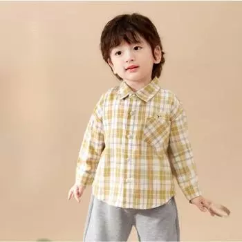 Весенняя и осенняя детская одежда. Рубашка в клетку с длинными рукавами. 73cm синий