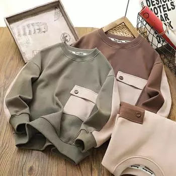 Весенняя и осенняя детская повседневная одежда Simplelycity Striped Round Neck Long Sleeve Fashion Universal Hoodies 170cm зелёный