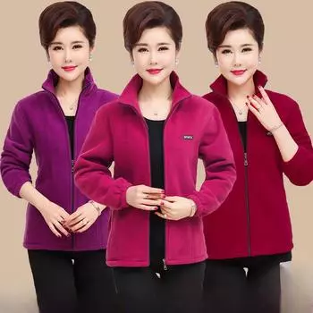 Весенняя и осенняя флисовая куртка для женщин среднего и пожилого возраста, флисовый свитер, куртка для мам, свободный топ больших размеров XXXXXL синий