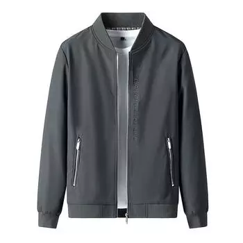 Весенняя и осенняя куртка для мужчин среднего возраста Одежда для мужчин среднего возраста Свободная флисовая утолщенная мужская одежда Весеннее пальто для пап Мужская одежда M серый