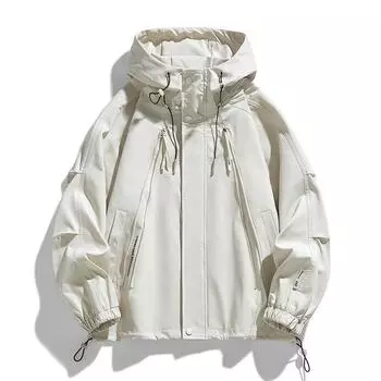 Весенняя и осенняя куртка мужская большого размера однотонное пальто повседневное свободное пальто с капюшоном мужская куртка L