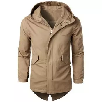 Весенняя и осенняя куртка мужская куртка средней длины модная повседневная мужская верхняя корейская версия ветровка XXXXXL чёрный