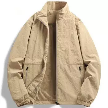 Весенняя и осенняя куртка мужская куртка Весенняя и осенняя куртка-стойка Повседневная мужская куртка больших размеров Мужская M хаки