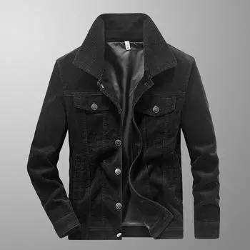 Весенняя и осенняя куртка мужская тонкая вельветовая куртка новая ретро-куртка из чистого хлопка M чёрный