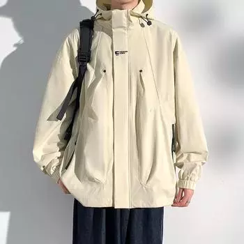 Весенняя и осенняя куртка Повседневная куртка Мужская куртка на молнии с капюшоном M чёрный