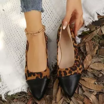 Весенняя и осенняя мода, новые сексуальные туфли с леопардовым принтом и острым носком, повседневные удобные популярные женские туфли для ходьбы Zapatillas 36