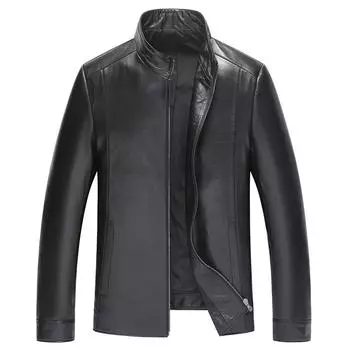 Весенняя и осенняя мотоциклетная кожаная куртка, мужская куртка из натуральной кожи с воротником-стойкой из овчины, универсальная повседневная куртка 170