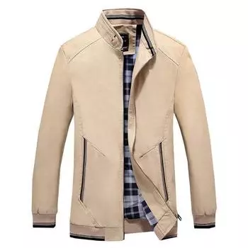 Весенняя и осенняя мужская куртка Деловая куртка для среднего и молодого возраста Приталенная повседневная мужская куртка M хаки